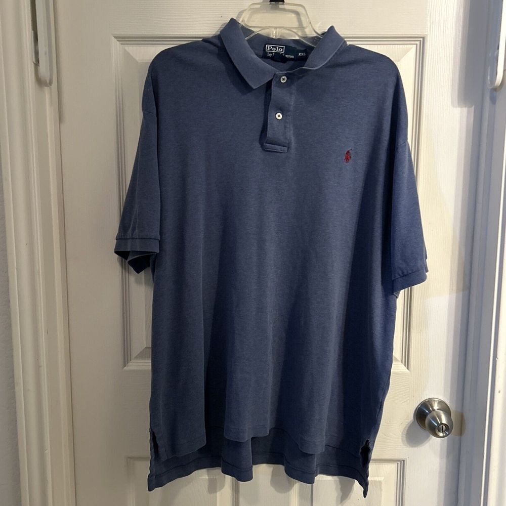 Polo by Ralph‎ Lauren Blue Solid Polo Shirt with Logo XXL
